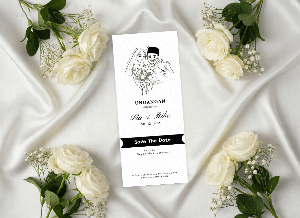 Undangan Pernikahan Black Semi Tiket